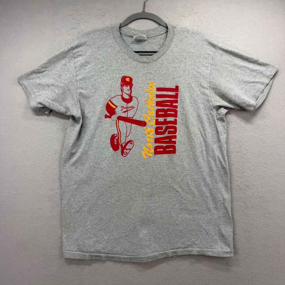 North Catholic Trojans Baseball T Shirt Mens XL Vintage 90s USA Single Stitch